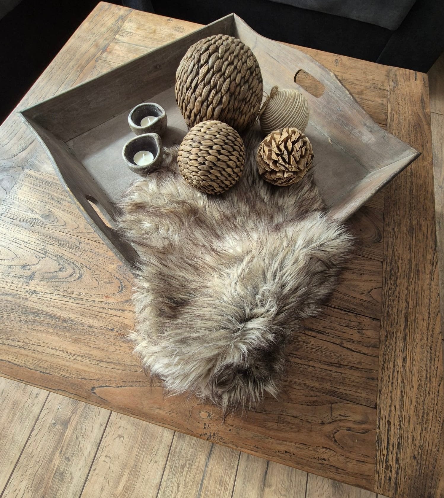 Houten decoratie dienblad, Huis en Inrichting, Woonaccessoires | Dienbladen, Ophalen, Zo goed als nieuw, Dienblad