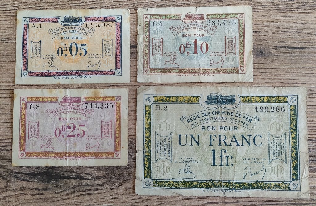 4 biljetten Régie des Chemins de Fer des Territoires Occupés, Postzegels en Munten, Ophalen of Verzenden, Setje