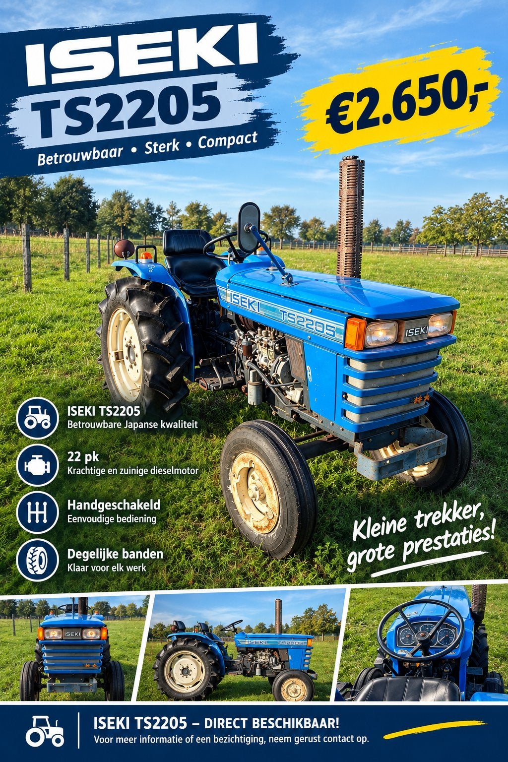 Minitractor Iseki TS2205, Enlèvement