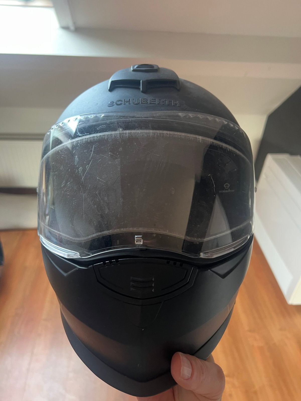 Schubert motorhelm XL met ingebouwde zonnebril, Fietsen en Brommers, Ophalen, Gebruikt