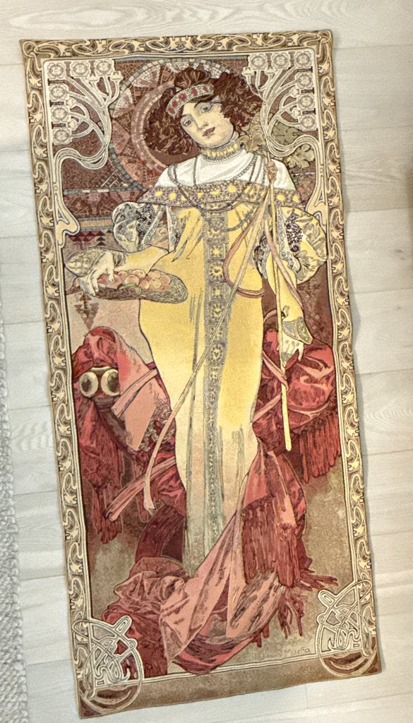 Wandtapijt, merk Metrax-Craye, repro Automne van Mucha, Huis en Inrichting, Ophalen, 70 cm, Zo goed als nieuw, 155 cm