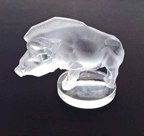 Lalique kristallen everzwijn model 1157 automascotte, Antiek en Kunst, Antiek | Glaswerk en Kristal, Ophalen of Verzenden