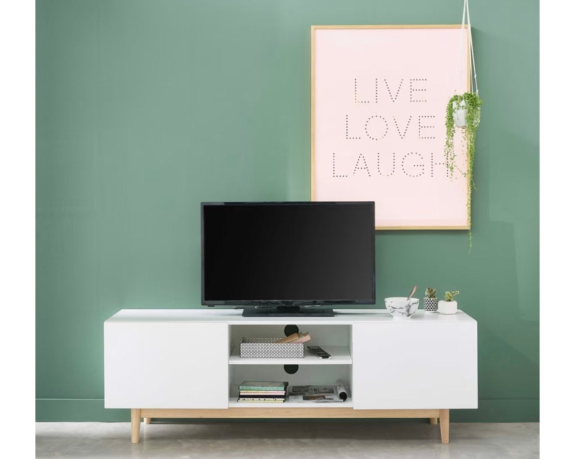 Meuble tv maison du monde blanc, Maison & Meubles, Enlèvement, Utilisé, Vintage scandinave