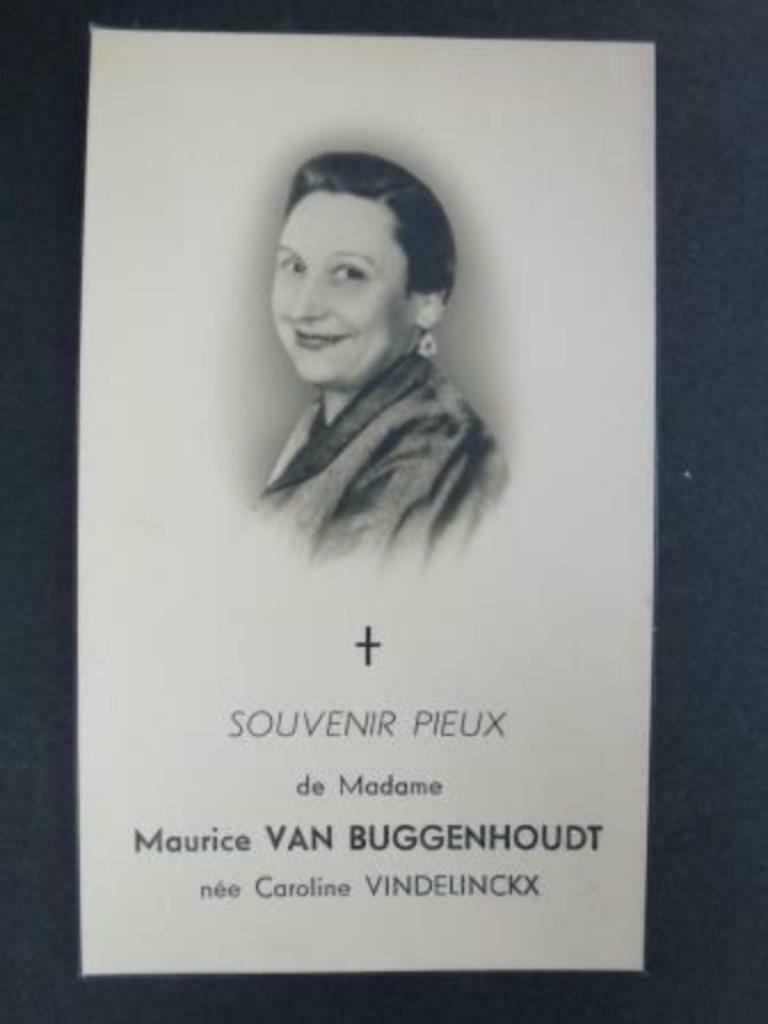 doodsprentje Vindelinckx Caroline x Van Buggenhoudt Maurice, Verzamelen, Verzenden, Rouwkaart