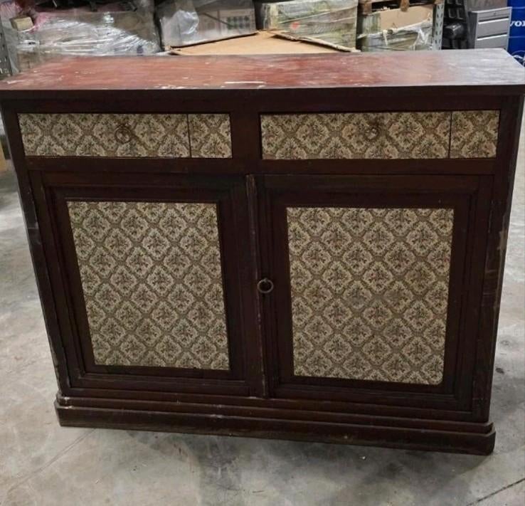 Vintage retro kast dressoir tv meubel hout wand rustiek, Antiek en Kunst, Ophalen