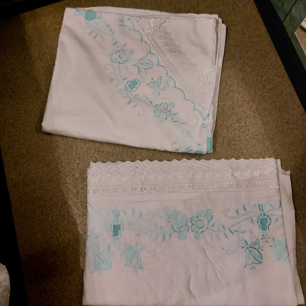 Housse de couette + draps de lits pour deux personnes brodé, Enlèvement, Deux personnes, Housse de couette