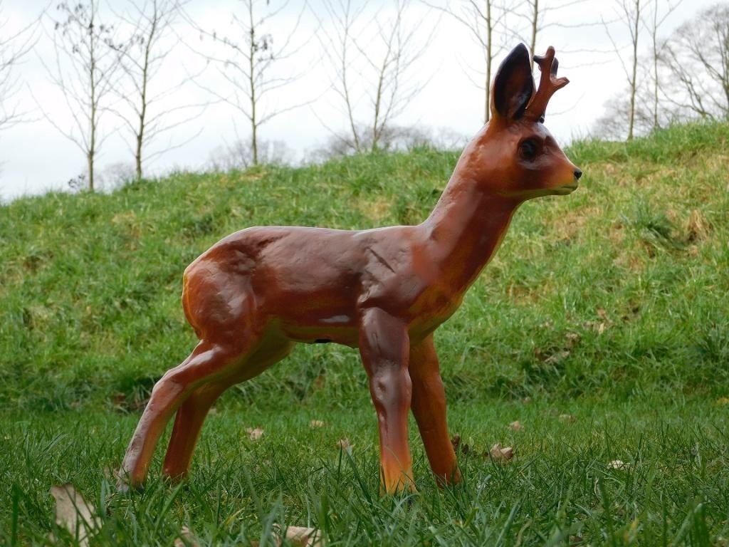 Statue de cerf avec bois - 50 cm - Polystone, Enlèvement ou Envoi, Synthétique, Animal