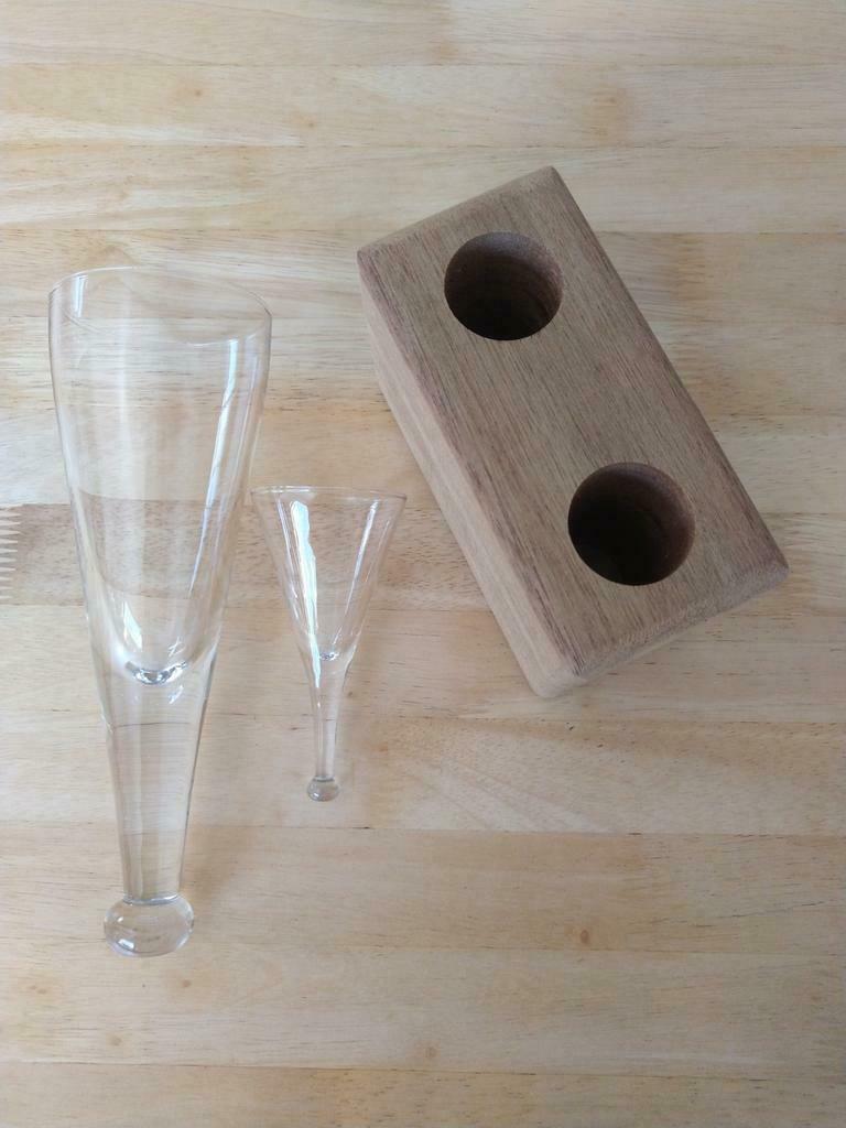 setje glazen met staander in hout, Ophalen of Verzenden, Nieuw
