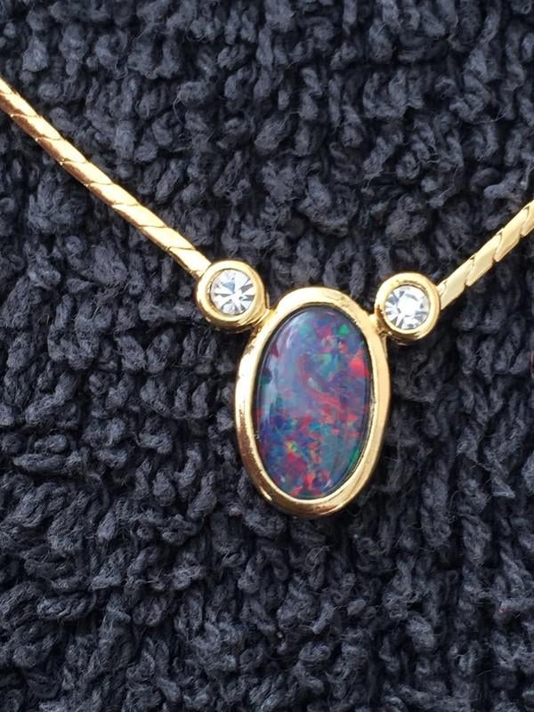 Collier rempli e or 14 carats avec triplet d'opale naturelle, Bijoux, Sacs & Beauté, Colliers, Neuf, Enlèvement ou Envoi, Or, Avec pierre précieuse
