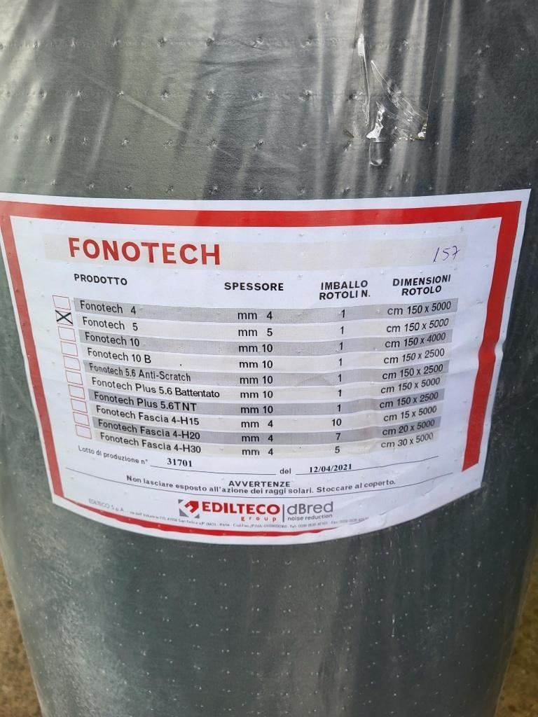 Rouleaux d'isolation acoustique pour sols Fonotech 5, Enlèvement ou Envoi, Neuf, Moins de 4 cm, Isolation de sol