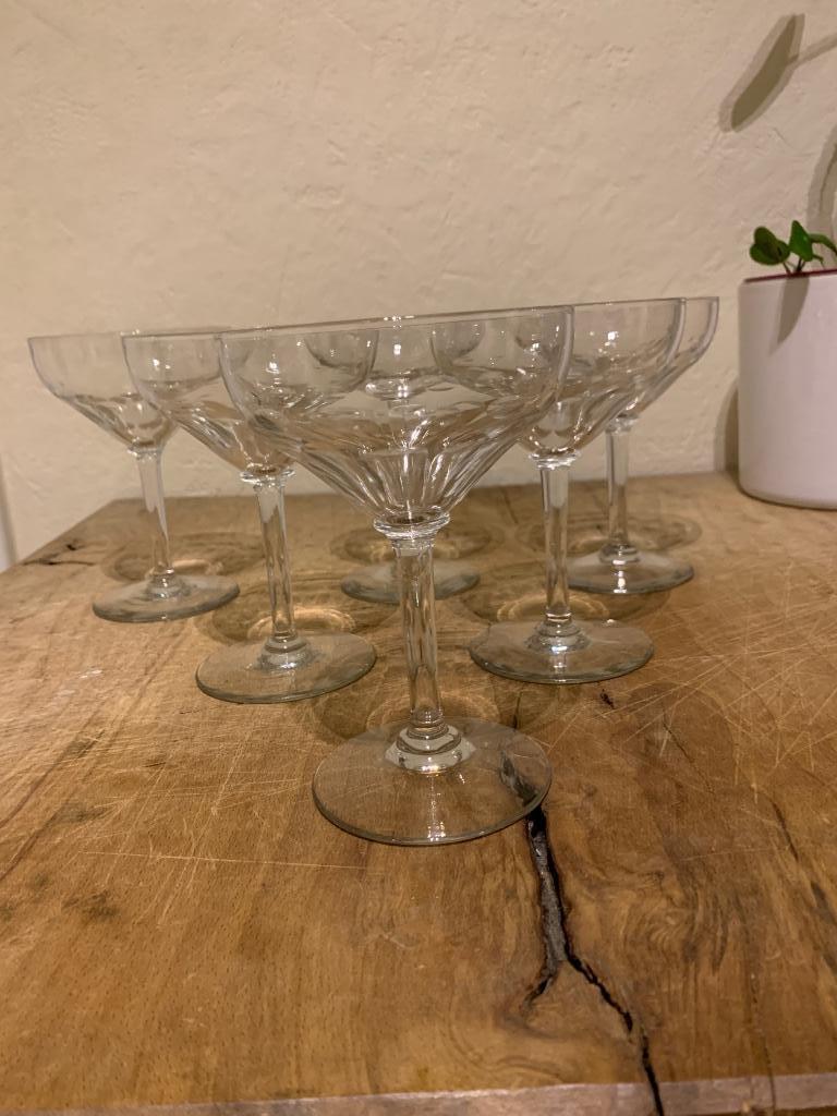 6 oude champagne glazen, coupes, Ophalen