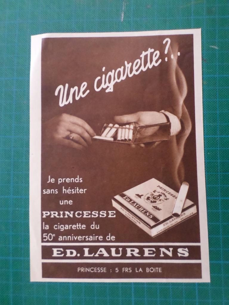 Ed. Laurens cigarette - publicité papier - 1937, Enlèvement ou Envoi, Utilisé, Autres types