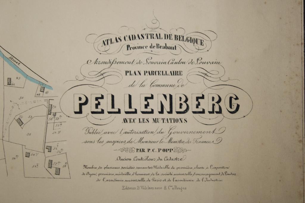 oude kaart Pellenberg, PC Popp, 19de eeuw, Antiek en Kunst, Ophalen