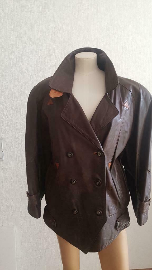 vintage veste en cuir, Ophalen, Gedragen, Bruin