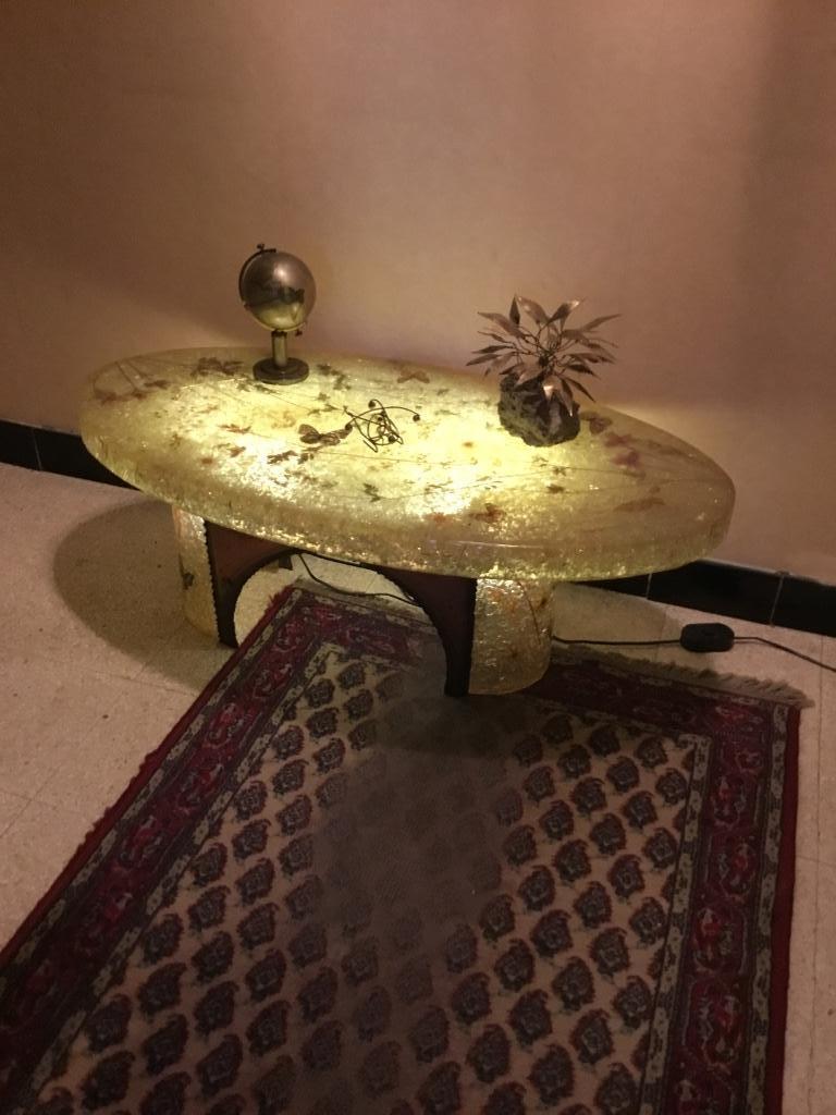VERKOCHT  Salontafel Resin en koper  van  J ‘ 60, Ophalen, Ovaal, Design  vintage