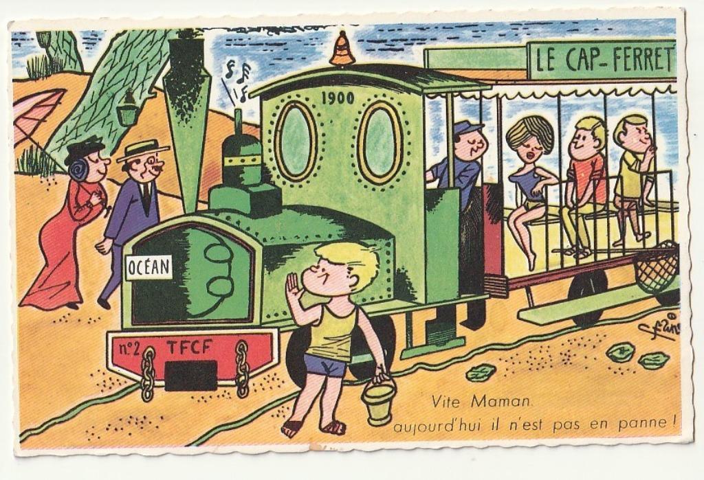 Le Cap- Ferret Humour petit train Vite il n'est pas en panne, Verzenden, Gelopen, Voertuig