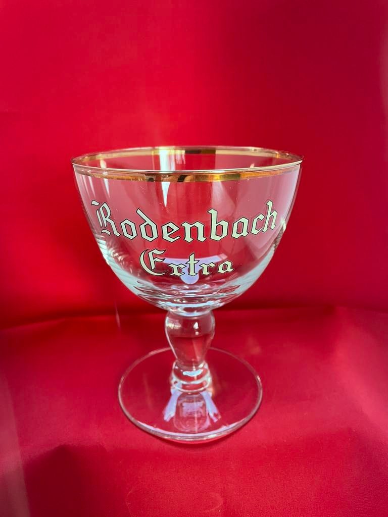 Verre à bière Rodenbach Extra avec bord doré, Enlèvement ou Envoi, Utilisé, Verre à bière