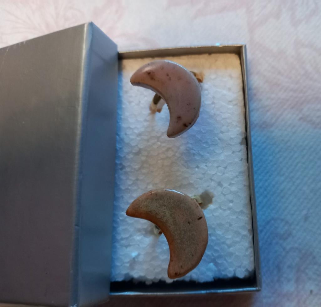 Verstelbare handgemaakte ring keramiek, halvemaan, Overige materialen, Nieuw, Ophalen of Verzenden, Roze