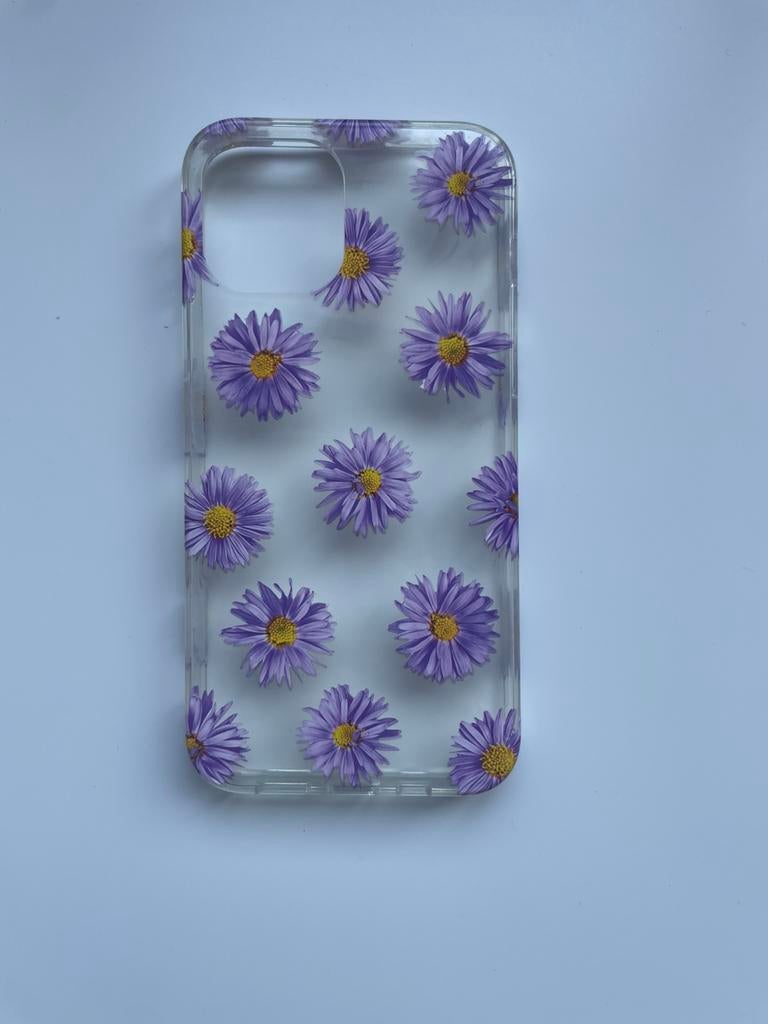 iPhone 12 hoesje met paarse bloemen, Ophalen of Verzenden, Zo goed als nieuw, IPhone 12, Hoesje of Tasje
