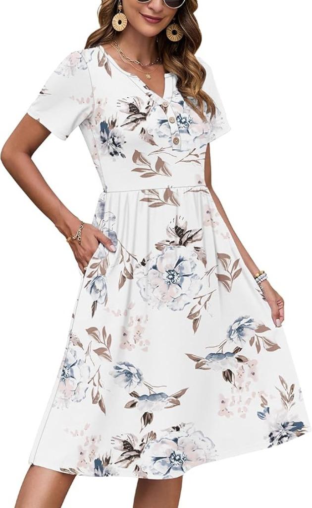 Robe d'été pour femme | manches courtes | col en V, Neuf, -, Autres couleurs, -