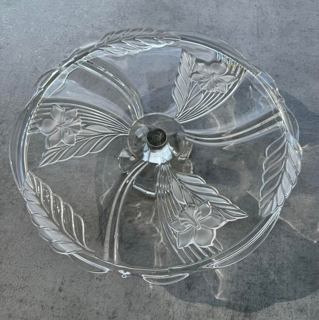 Vintage taartschotel op voet diameter 35cm, Huis en Inrichting, Ophalen, Gebruikt, Glas, Schaal of Schalen