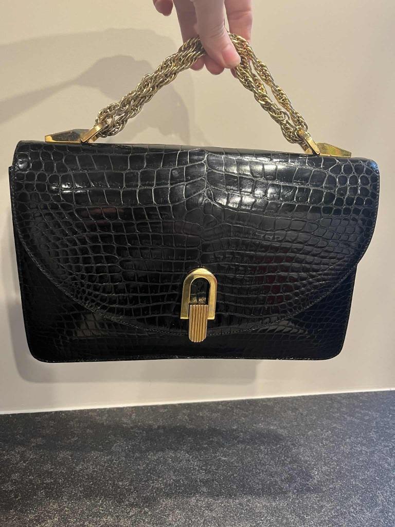 Delvaux Croco, Ophalen of Verzenden, Gebruikt, Zwart, Handtas