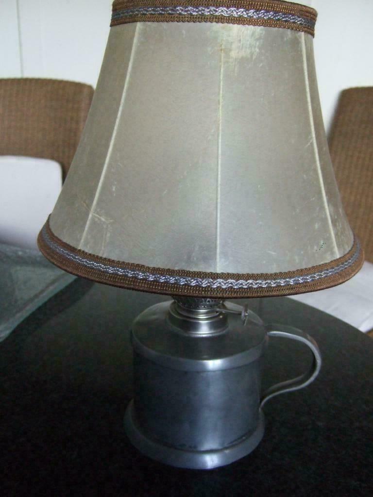 Tinnen Olielamp (lampadaire) met kap, Antiek en Kunst, Ophalen of Verzenden