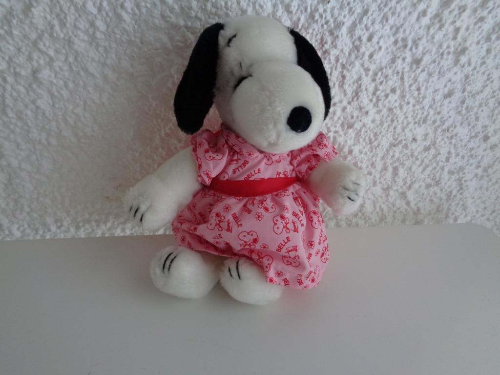 Doudou Le Chien Belle Snoopy Robe Rose. Vintage, Ophalen of Verzenden, Zo goed als nieuw, Hond