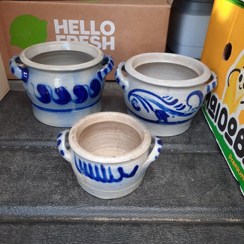 Aarden potten , 3 voor 20 euro ., Antiek en Kunst, Ophalen of Verzenden