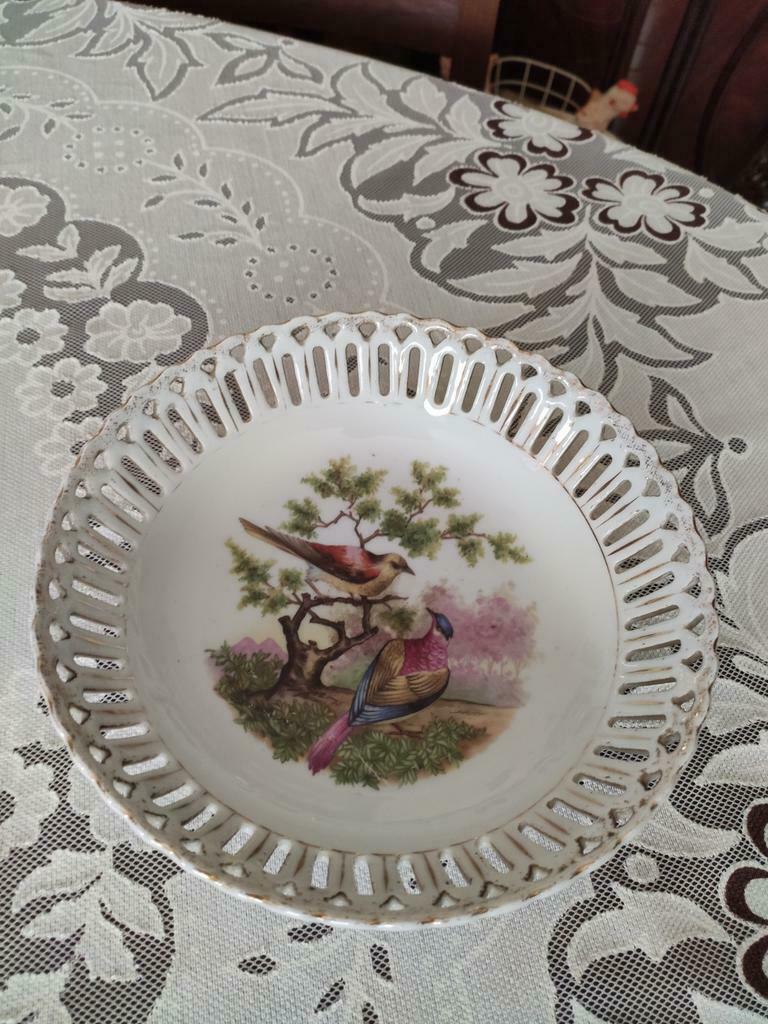 Trio de plats en Vieux Paris au décor d oiseaux, Ophalen of Verzenden