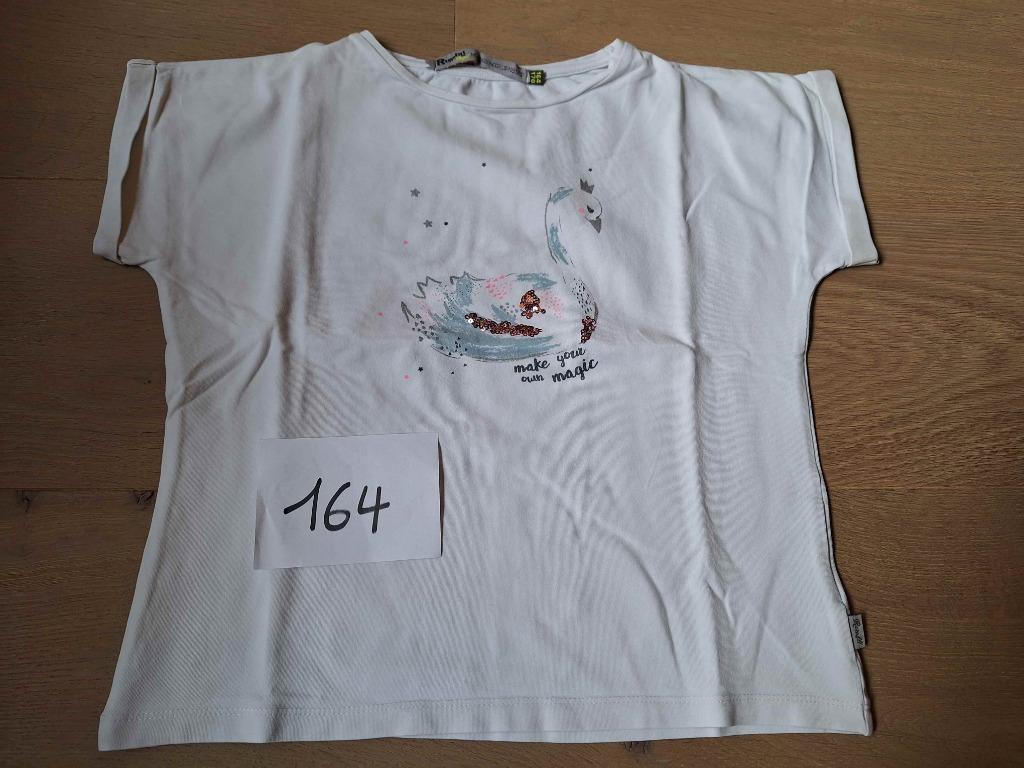 Rumbl t-shirt wit met zwaan mt 164, Enlèvement ou Envoi, Utilisé, Fille, Rumbl