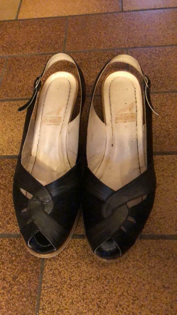 Zwart en donkergrijze leren sandalen, Autre, Zwart, Sandalen of Muiltjes, Gedragen
