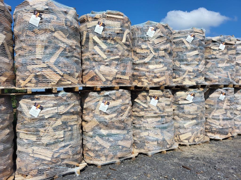 Bois de chauffage sec sur une palette emballée, Envoi, Hêtre, Bûches