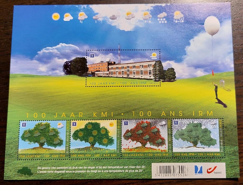België: 100 jaar KMI - BL209, Postzegels en Munten, Orginele gom, Ophalen of Verzenden, Zonder stempel, Postfris