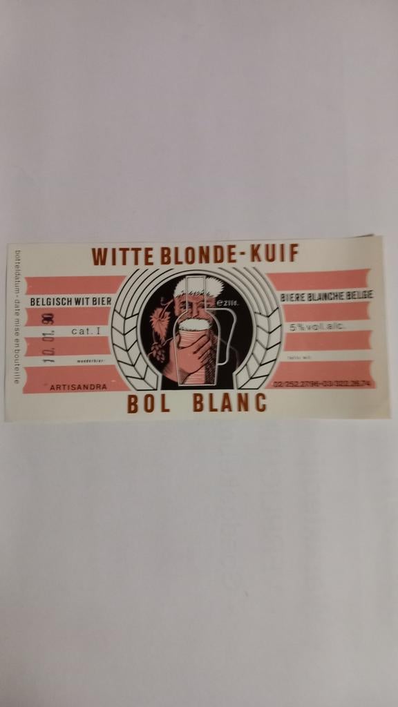 Blonde Blanche - Huppée, label (140), Enlèvement ou Envoi, Comme neuf