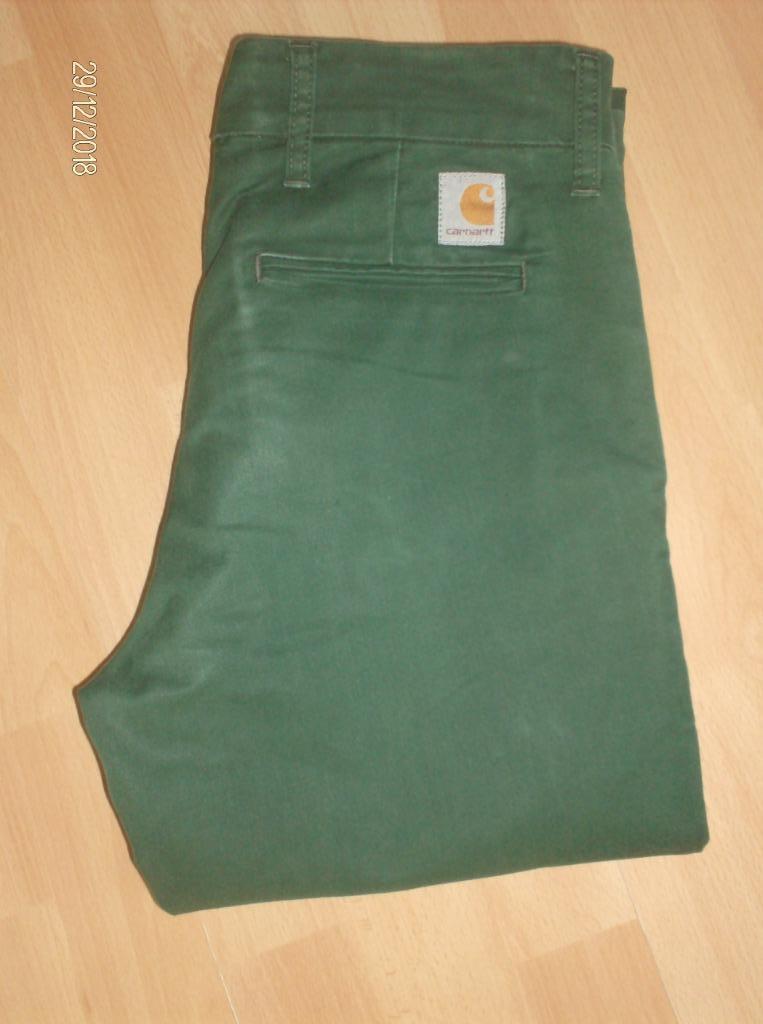 Jeansbroek donker groen merk carhartt - maat 30 lengte 34 mo, Enlèvement ou Envoi, Porté, W32 (confection 46) ou plus petit, Carhartt