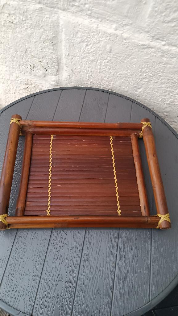 État impeccable - plateau en bambou vintage 35 cm sur 25 cm, Enlèvement ou Envoi