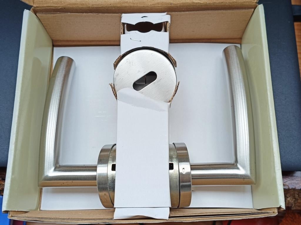 Thys deurklink met rozet model 39 inox - nieuw, Doe-het-zelf en Bouw, Ophalen of Verzenden, Nieuw, Inox, Klink of Kruk