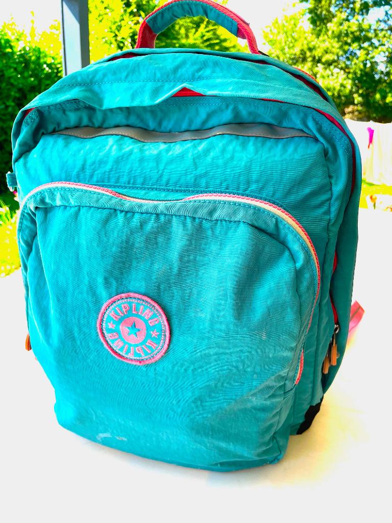 Cartable KIPLING turquoise, Rugtas, 40 tot 50 cm, Ophalen of Verzenden, Groen