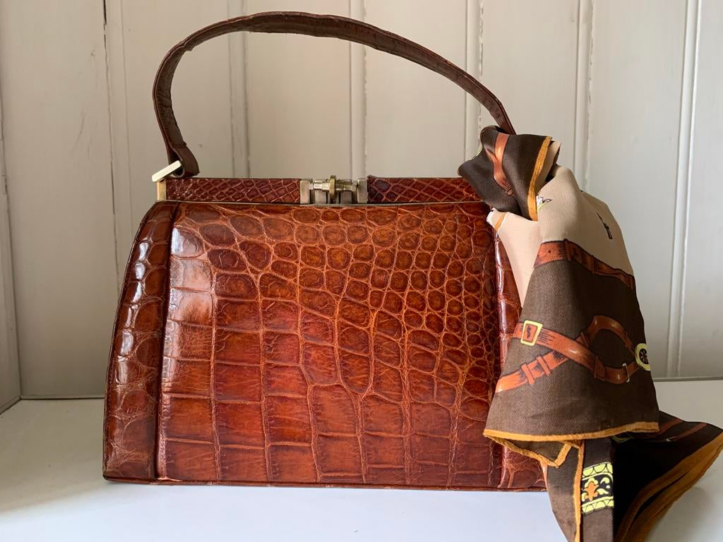 Sac à main en cuir crocodile, Enlèvement, Comme neuf, Sac à main