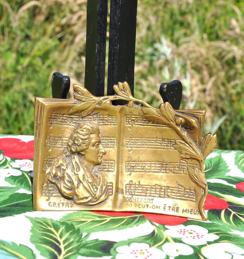 objet decoratif bronze partition profil gretry, Antiquités & Art, Enlèvement ou Envoi, Bronze