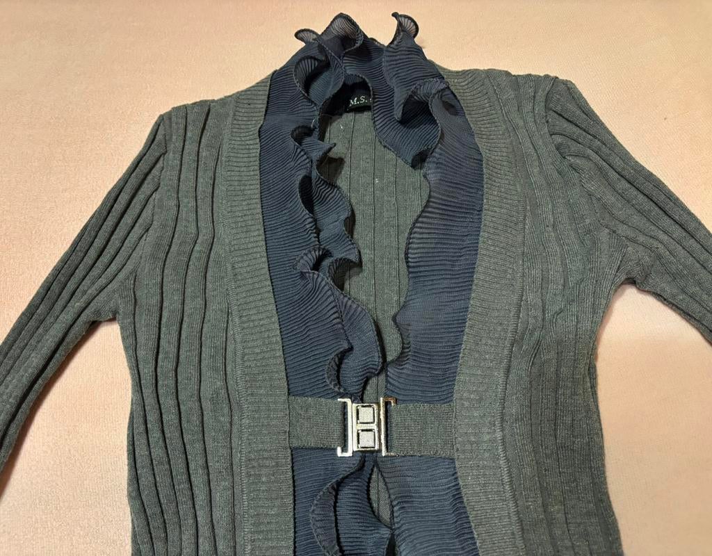 Nieuw,goed meegevend vest met ruches, M.S. Fachion, Gris, Enlèvement ou Envoi, Taille 36 (S)