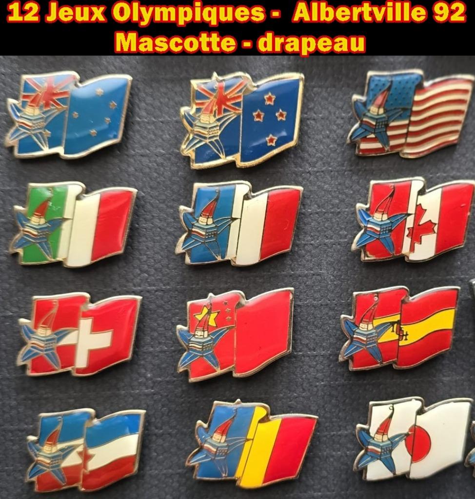 12 Olympische Spelen - Albertville 92 vlaggen, Verzenden, Nieuw, Sport, Speldje of Pin