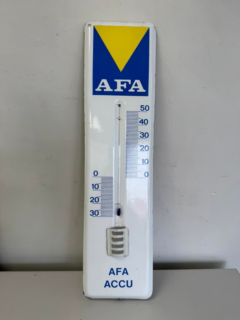 AFA emaille reclme thermometer, Ophalen of Verzenden, Gebruikt, Reclamebord