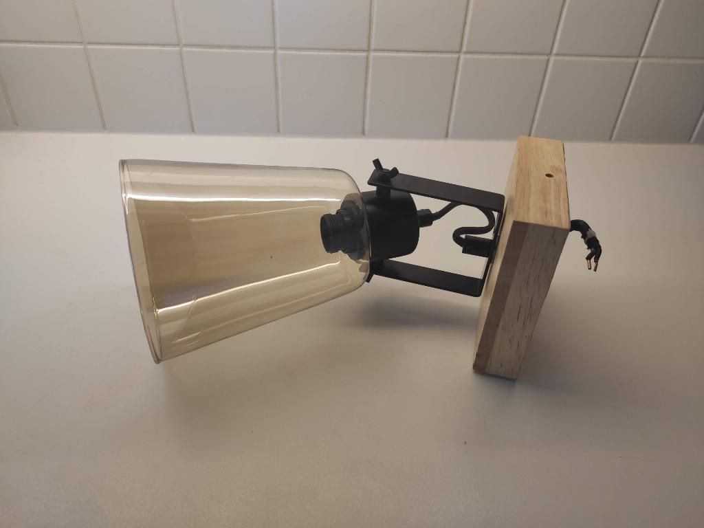 Lamp Maison du monde, wandlamp van glas, zwart metaal, Ophalen, Gebruikt, Glas