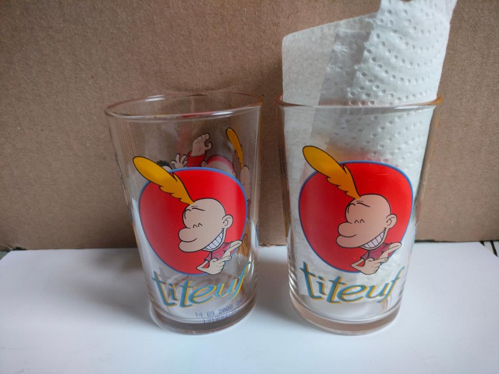 3 xglazen TITEUF Amora  (met origineel plastic deksel ) 2008, Verzamelen, Glas en Drinkglazen, Zo goed als nieuw, Overige typen