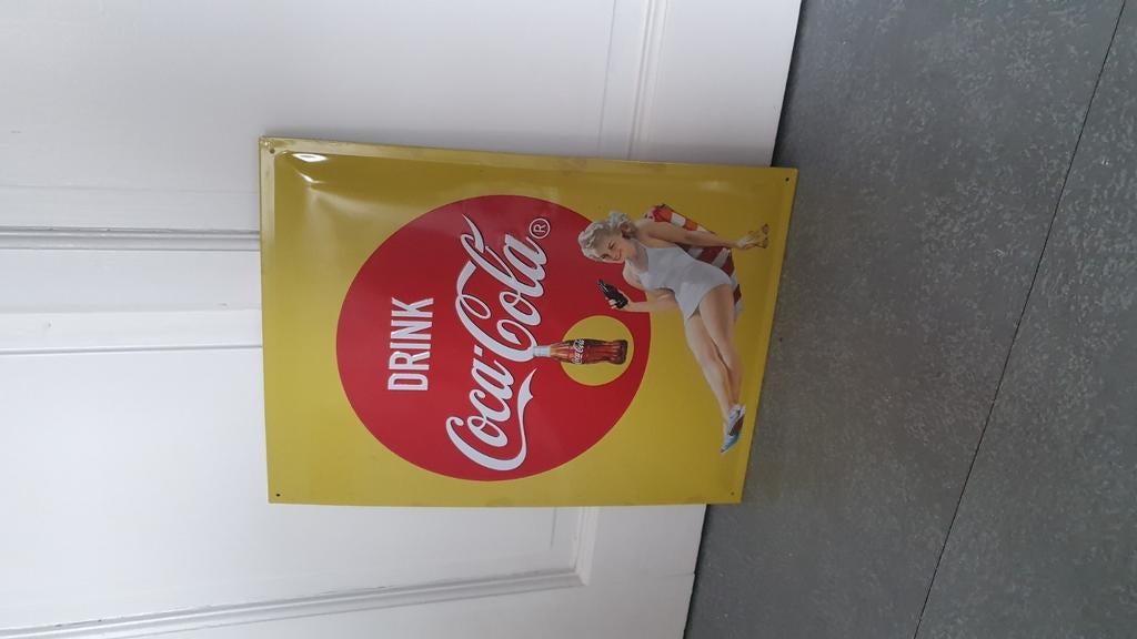 Drink Coca-Cola metalen bord, Verzamelen, Biermerken, Ophalen
