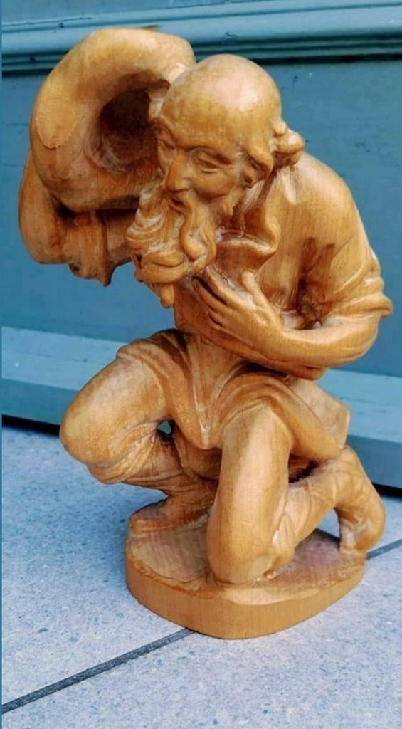 Chinese oude man in hout, Ophalen of Verzenden