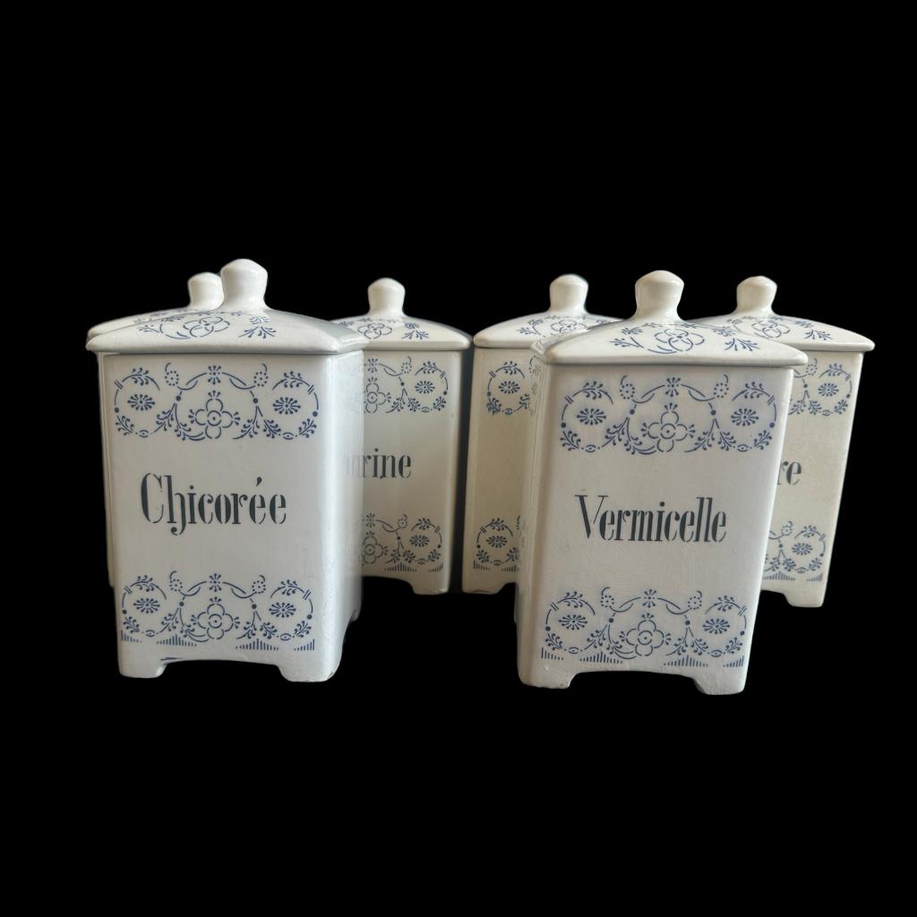 Set van 6 antieke bewaarpotten voor de keuken, Antiquités & Art, Enlèvement