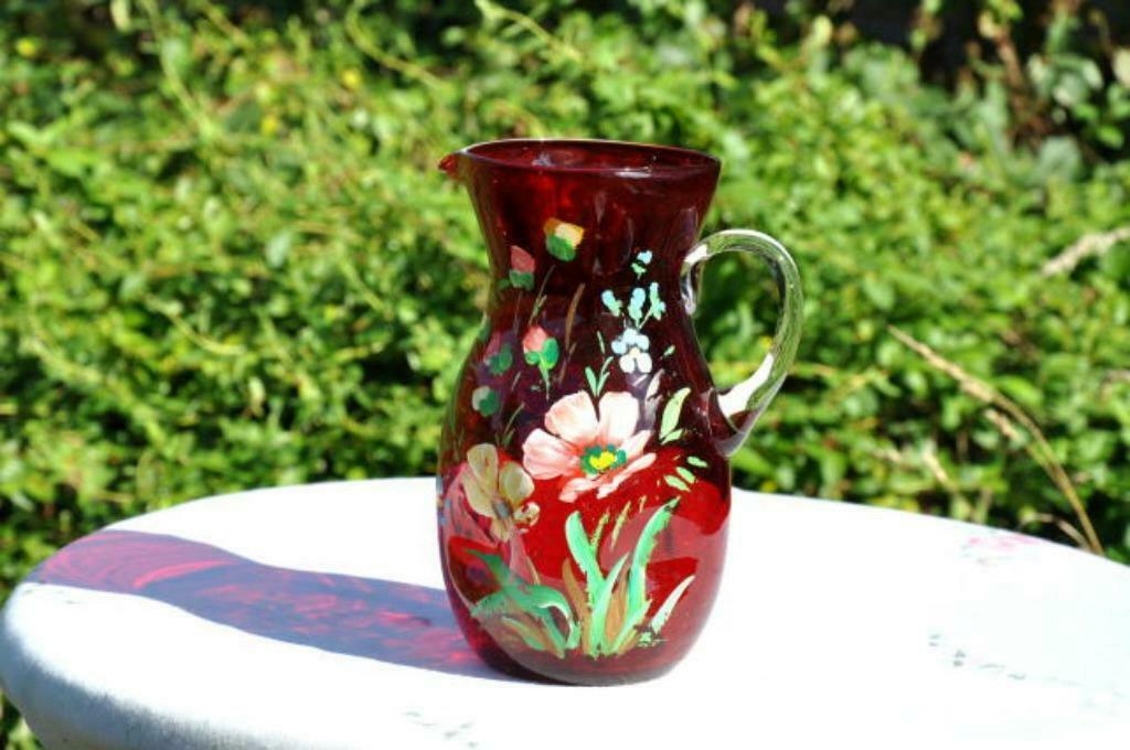 § pichet verre souffle peint main, Enlèvement ou Envoi